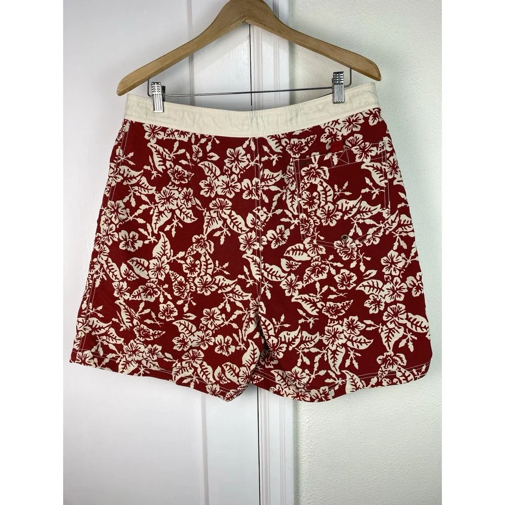 Tommy Hilfiger Men's XL Red Ivory Floral Nylon Board Shorts